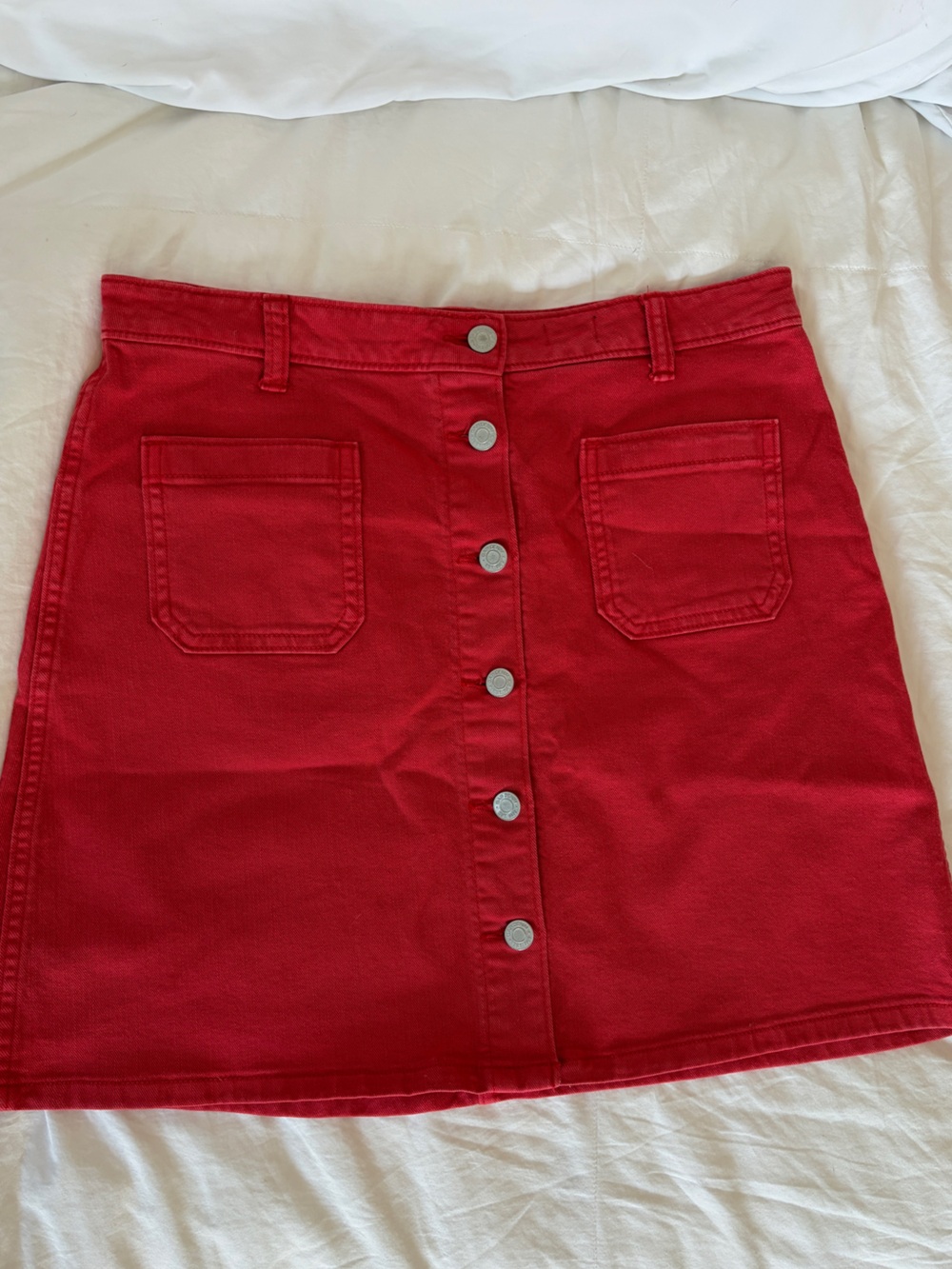 GAP Red Denim Button-Front Skirt